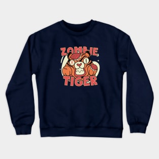 Cute Zombie Tiger // Funny Halloween Zombie Animals Crewneck Sweatshirt